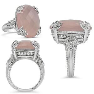 Judith RIpka Sterling Diamonique Chalcedony Ring - Size 9 RARE - EUC